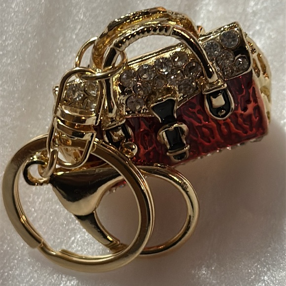 Elegant Gold and Red Handbag Keychain or purse charm - Picture 3 of 4